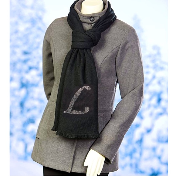 Hallmark Accessories - ❄️ Black Glitzy ‘L’ Scarf with Fringe, NWT